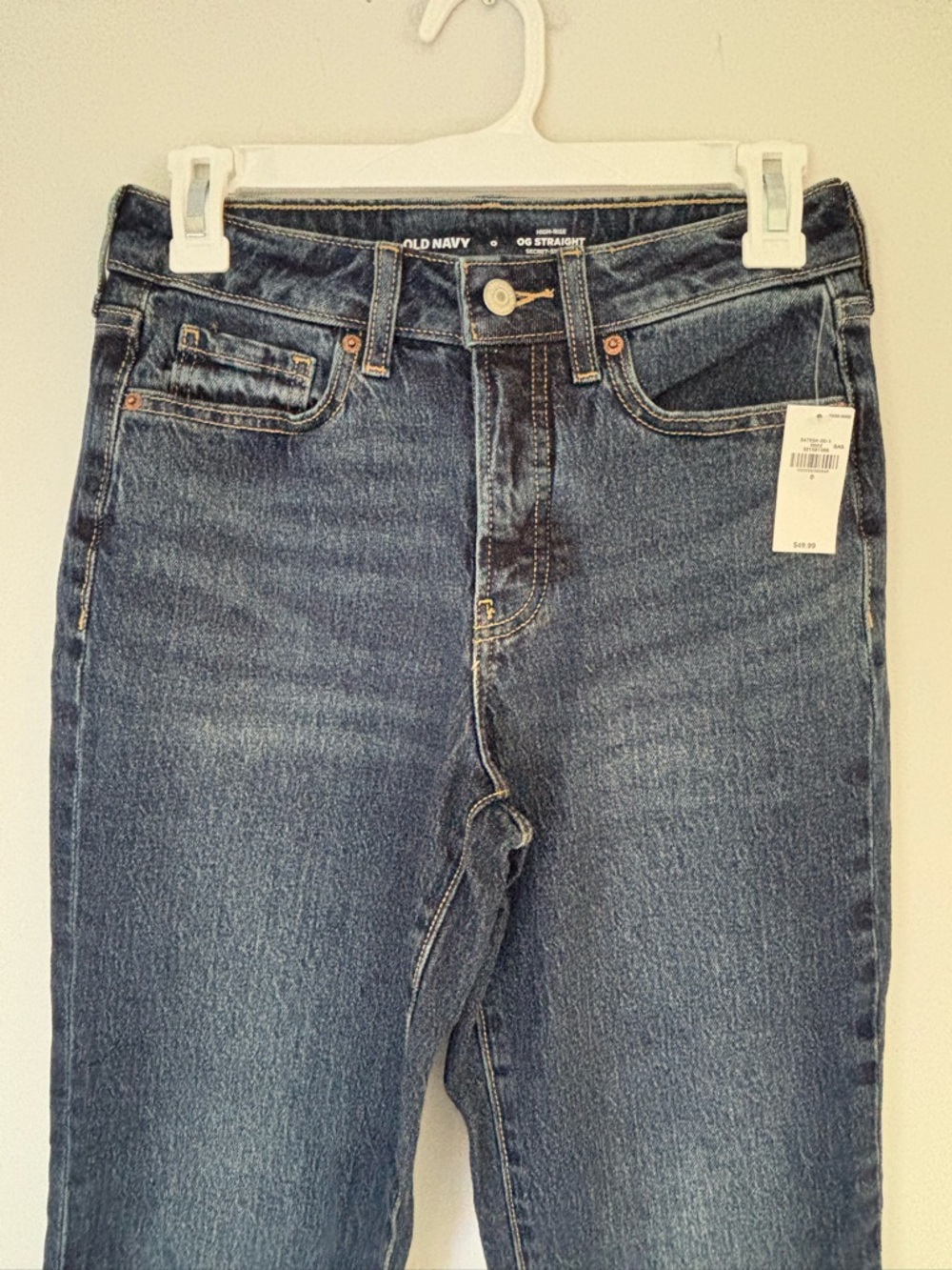 Old Navy Dark Wash Raw Hem OG Ankle Straight Jean Size 0 NWT - Picture 10 of 14